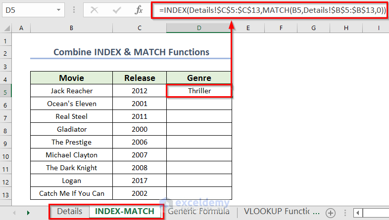 Combine Excel INDEX & MATCH Functions to Pull Values from Another Worksheet 