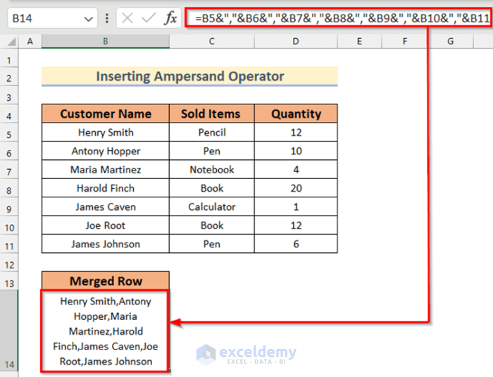 Merge Rows in Excel Without Losing Data