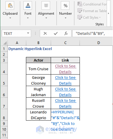 Modify cell for hyperlink