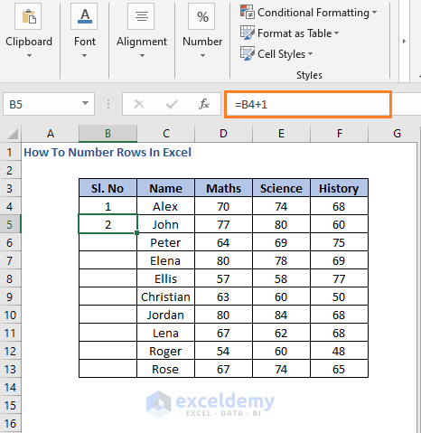 Add 1 - How To Number Rows In Excel