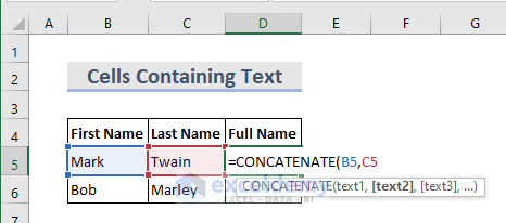 Add Multiple Cells Together Containing Text in Excel