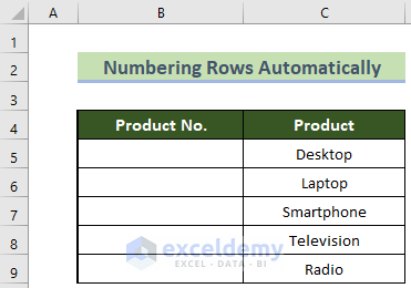 Sample Dataset to Number Rows