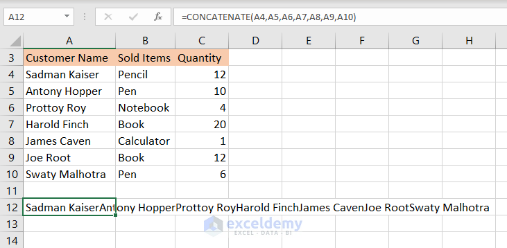  merge rows in excel without losing data CONCATENATE