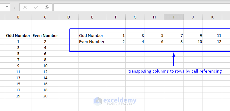 transposing columns to rows by cell ref 7