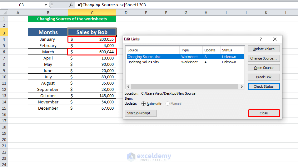 Changing Source of Links in Excel