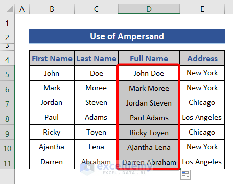 AutoFill Ampersand formula - Concatenate Two Columns In Excel