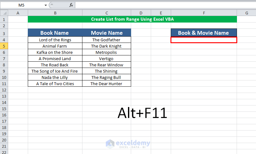 Create List from Range Using Excel VBA 