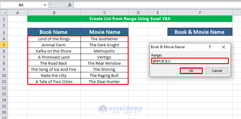 Create List from Range Using Excel VBA 