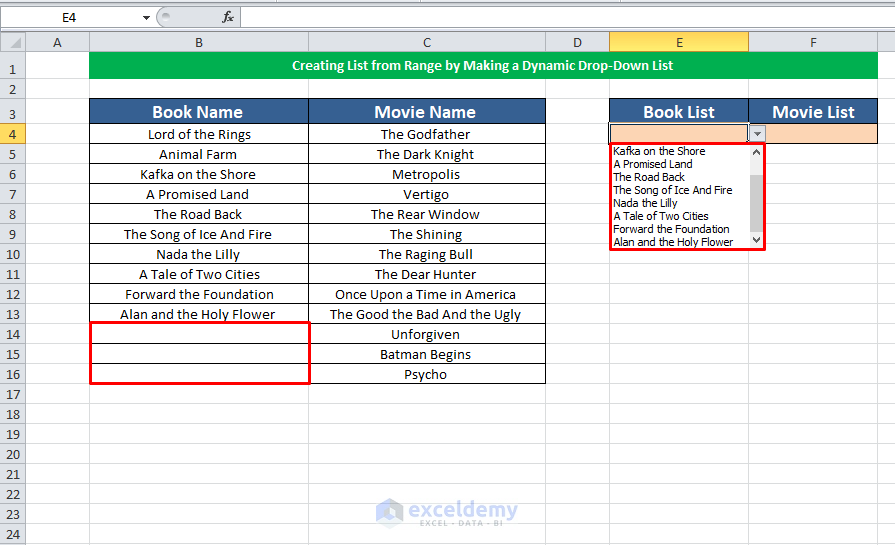 Creating List from Range by Dynamic Drop Down List