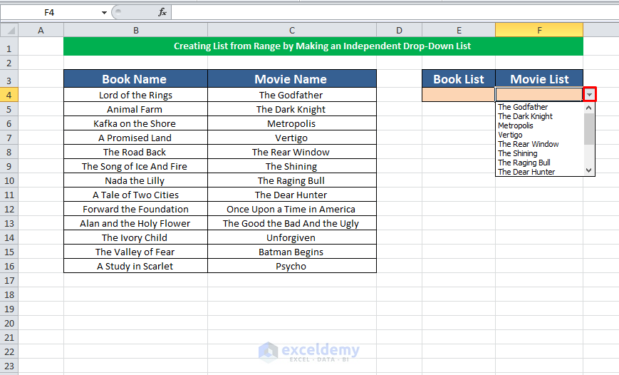 Creating List from Range by Dynamic Drop Down List