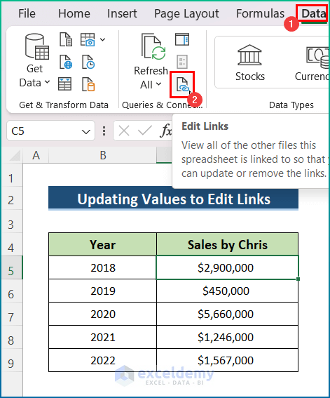 Edit Links in Excel