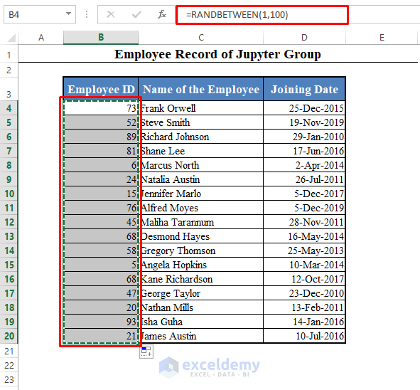 Copying a Column in Excel