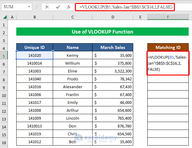 Insert VLOOKUP Function to Find Matching Values in Two Worksheets