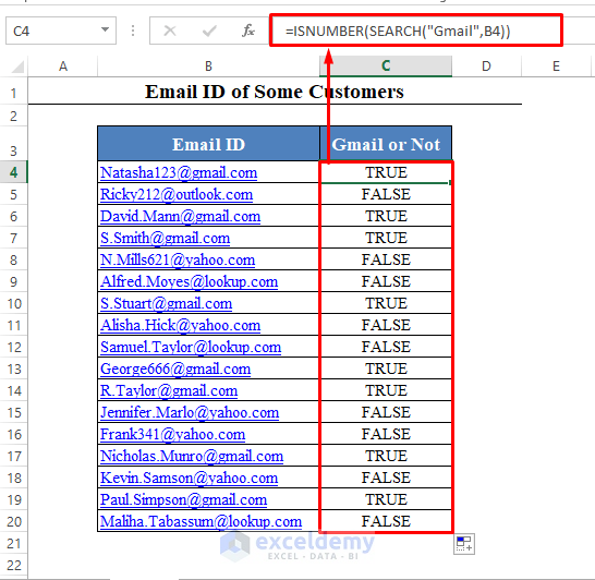 ISNUMBER and SEARCH Function to Find Text in Excel