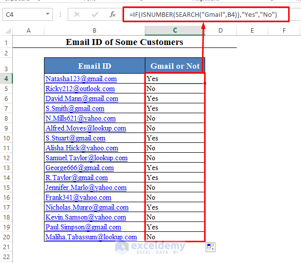 IF, ISNUMBER and SEARCH Function to Find Text in Cell in Excel