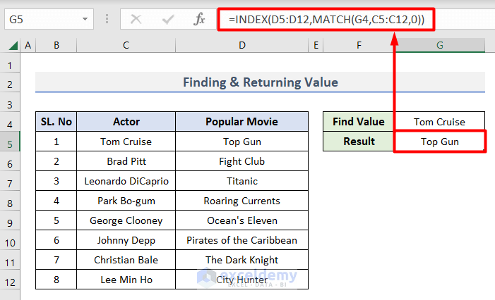 How to Find & Return Value in Range in Excel