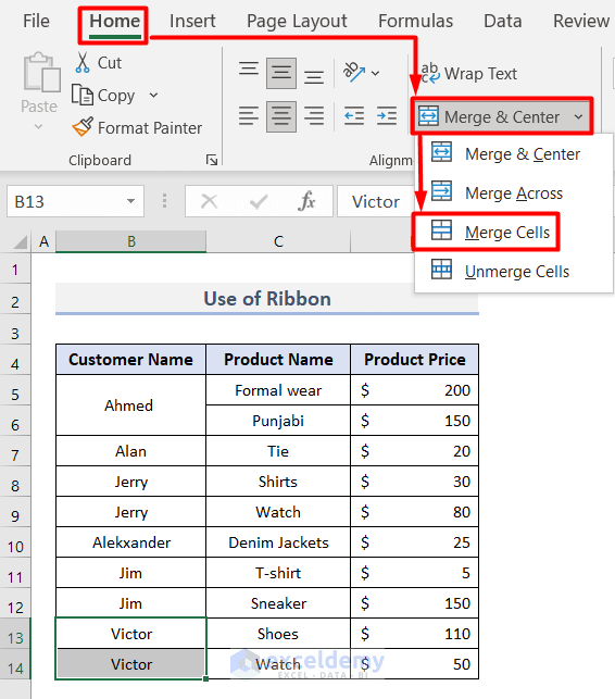 Excel Merge Rows with Same Value