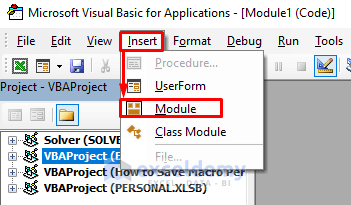Insert a Module to Remove Duplicates and Keep First Value in Excel