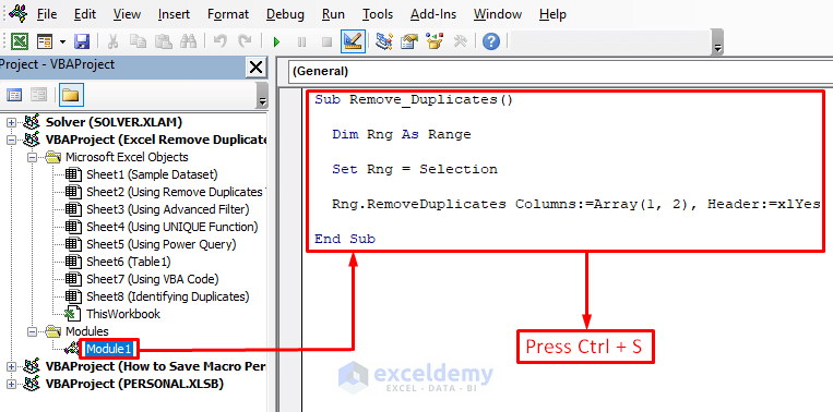 VBA Code to Remove Duplicates and Keep First Value in Excel
