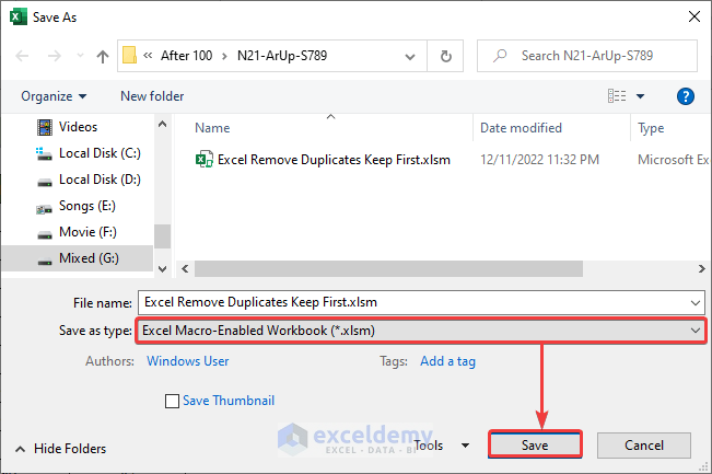 Save the Excel File as .xlsm File
