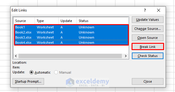 Selecting and Removing all the External Links in Excel