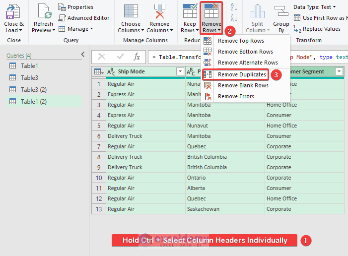 Using Power Query to Remove Duplicates in Excel