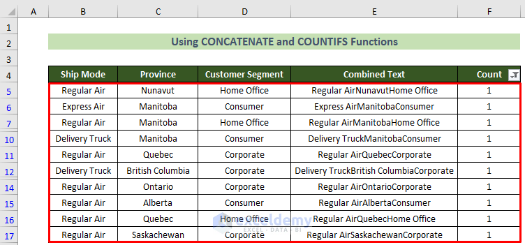Filtered Duplicates in Excel