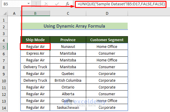 Using UNIQUE Function to Filter Duplicates in Excel
