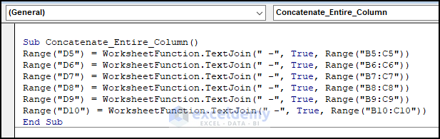 VBA code to Concatenate Entire Column