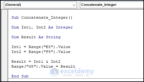 Applying Ampersand Operator to Concatenate Integers