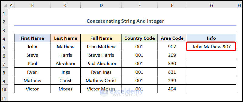 vba concatenate string and integer using Ampersand Operator
