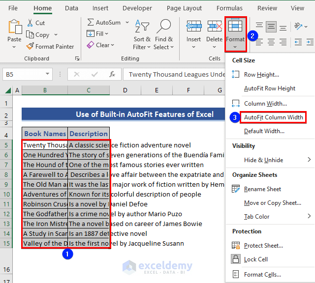 Apply Excel Feature to Make Excel Cells Expand to Fit Text Automatically