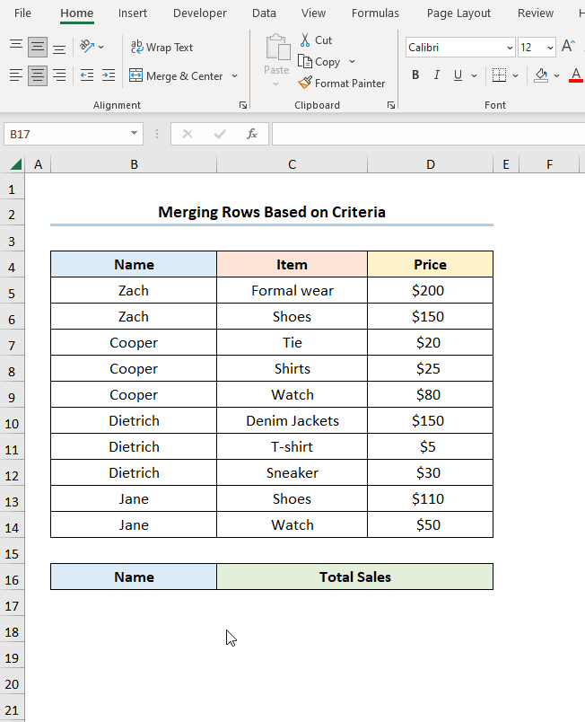 Steps for merging rows with same value