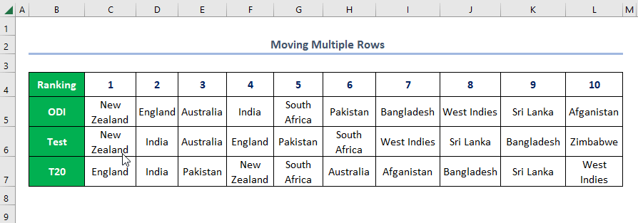 GIF for How to Move Multiple Rows in Excel