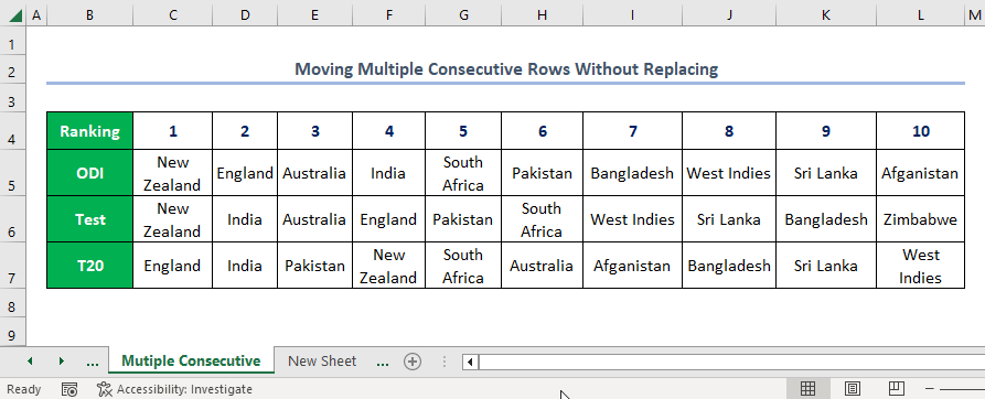 how to move a row in excel Shifting Multiple Consecutive Rows Without Replacing