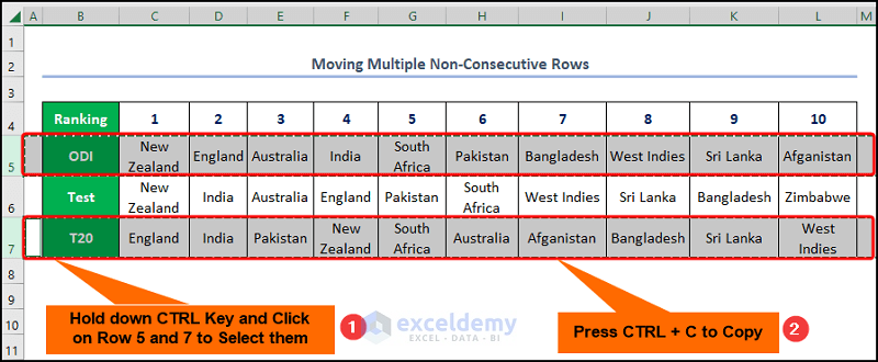 Moving Multiple Non-Consecutive Rows