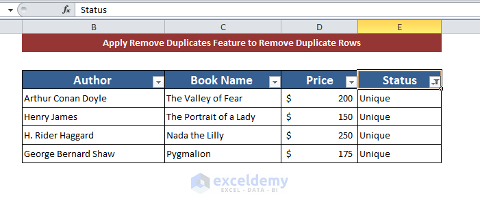 Insert If with the COUNTIFS Formula to Remove Duplicate Rows