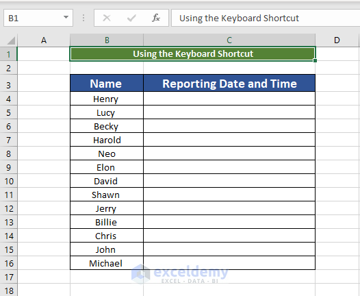Creating table For keyboard shortcut
