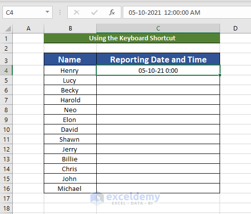 Keyboard shortcuts to combine date and time