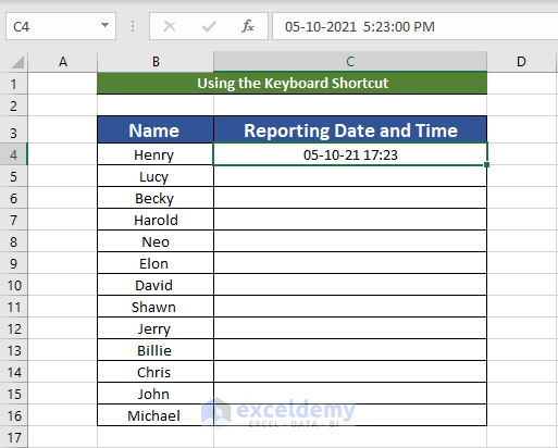 Keyboard shortcuts to add time 