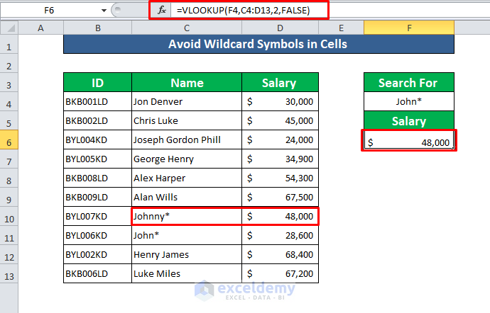  Avoid Wildcard Symbols in Cells Merging VLOOKUP with Wildcards in Excel
