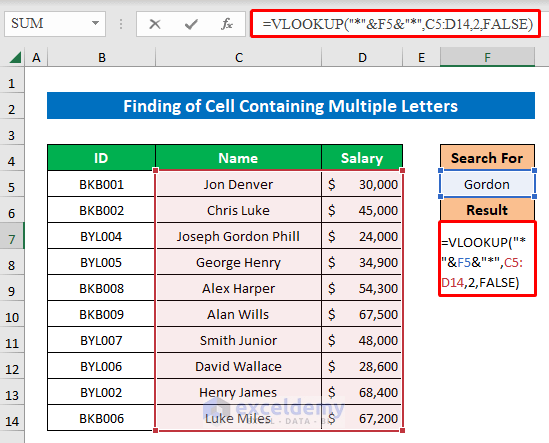 Find Cell Containing Multiple Letters with Wildcards