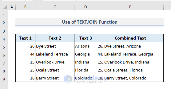 Insert TEXTJOIN Function to Combine Multiple Columns into Column in Excel