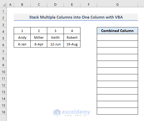 Use VBA Script to Join Columns into One Column in Excel