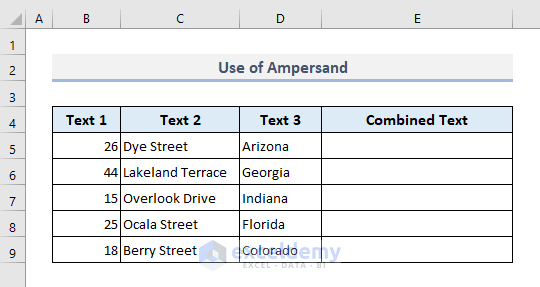Use of Ampersand (&) to Combine Multiple Columns into Single Column