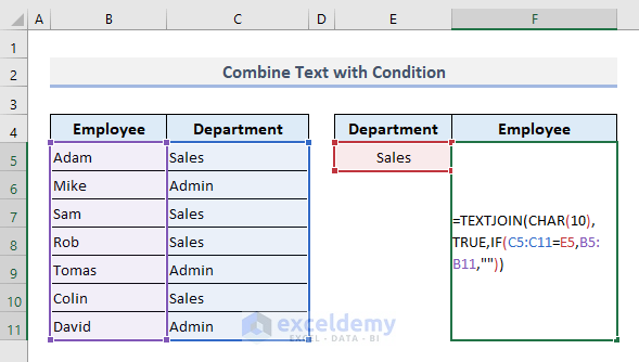 Merge Text with Conditions in Excel