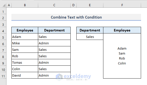Merge Text with Conditions in Excel