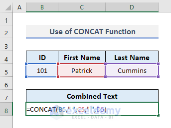 Apply CONCATENATE or CONCAT Function to Join Text in Excel