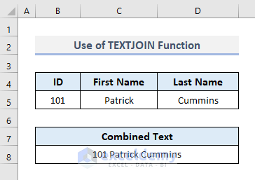 Insert TEXTJOIN Function to Combine Text in Excel
