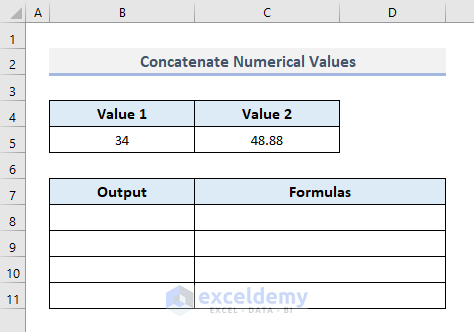 Concatenate Numeric Values in Excel